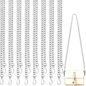 Coobbar Purse Chain Replacement,8 Pack Wallet Chain Shoulder Bag Chain Handbag Chains DIY Shoulder Cross Body Bag Chain for DIY Metal Shoulder Cross Body Bag(47 Inch/pcs) (Silver)