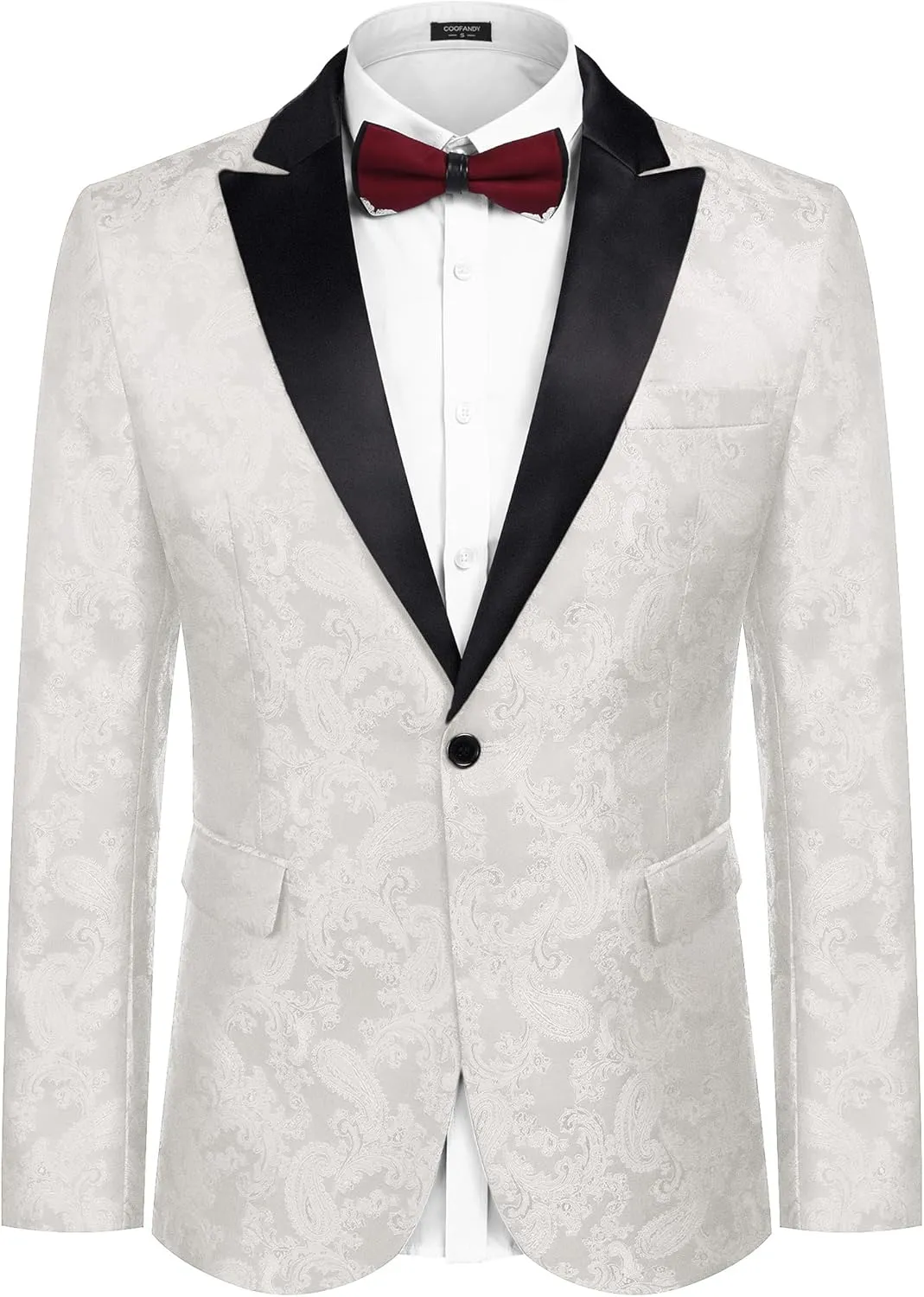 COOFANDY Men's Floral Paisley Formal Tuxedo Suit Jacket Dress Dinner Party Prom Weeding Blazer