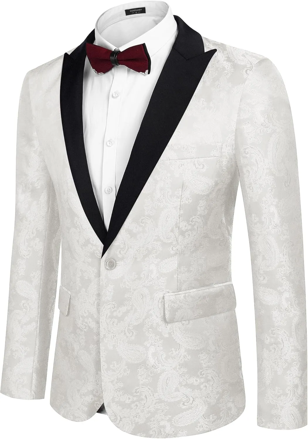 COOFANDY Men's Floral Paisley Formal Tuxedo Suit Jacket Dress Dinner Party Prom Weeding Blazer