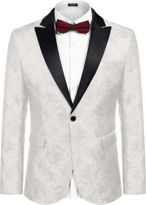 COOFANDY Men's Floral Paisley Formal Tuxedo Suit Jacket Dress Dinner Party Prom Weeding Blazer