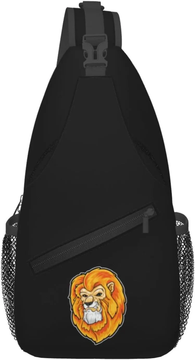 Cool Cartoon Lion Crossbody Bags For Women Men Chest Backpack Gym Shoulder Bag Travel Outdoor Sports Casual Crossbody Bags