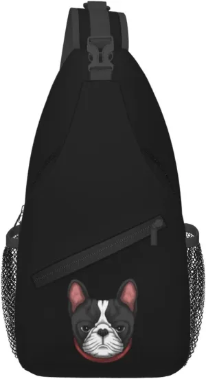Cool Dog Head Crossbody Bags For Women Men Chest Backpack Gym Shoulder Bag Travel Outdoor Sports Casual Crossbody Bags