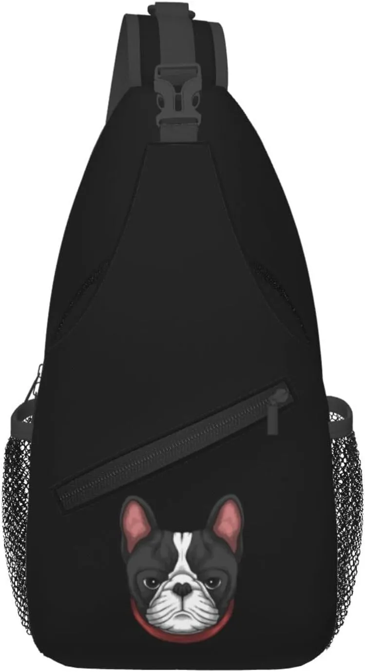 Cool Dog Head Crossbody Bags For Women Men Chest Backpack Gym Shoulder Bag Travel Outdoor Sports Casual Crossbody Bags