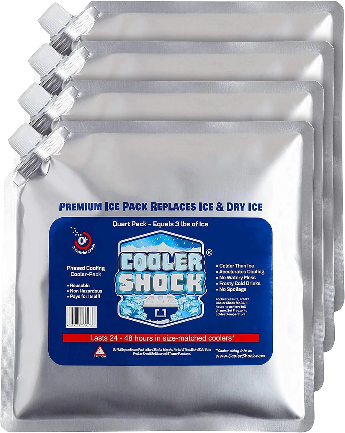 Cooler Shock Reusable Ice Packs for Cooler - Long Lasting Cold Freezer Packs for Coolers and Lunch Boxes - Cooler Ice Packs for Camping Gear, Fishing, Road Trips, Beach Must Haves