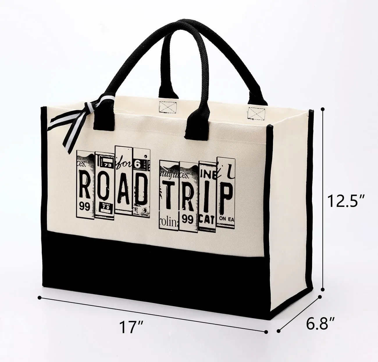 Cotton Canvas Beach Bag Tote - Road Trip Short Trip Gift, Aesthetic Women's Friend Handbag