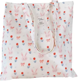 Cotton Canvas Tote Bag Reusable Soft Grocery Cloth Bag Floral Shoulder Bag for Beach Travel Shopping