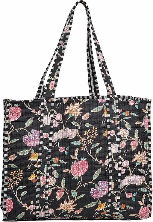 Cotton Quilted Tote Bag, Beautiful Print, Market Shopping Grocery Beach Shoulder Bag (Design Animal Print)