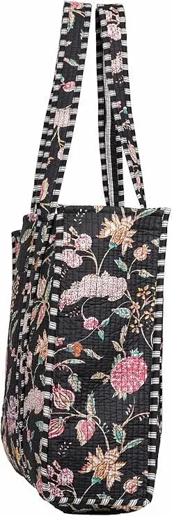 Cotton Quilted Tote Bag, Beautiful Print, Market Shopping Grocery Beach Shoulder Bag (Design Animal Print)