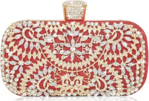 Covelin Women's Rhinestone Decorated Evening Bag, Tote Shoulder Crossbody Handbag with Chain