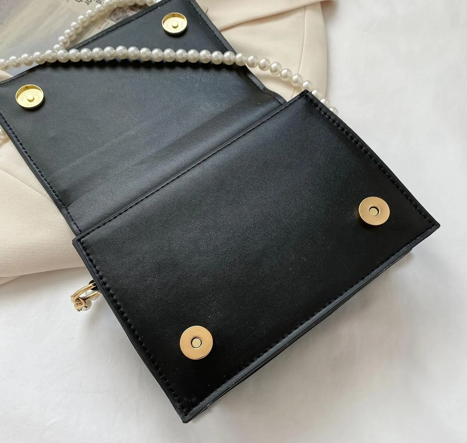 Cow Print Clutches Pearl Strap Evening Purse Mini Handbag Crossbody Bag