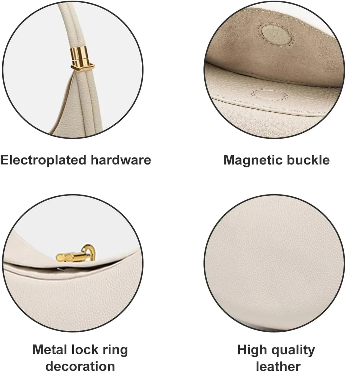 Crescent Shoulder Bag for Women and Luna Style 4 in 1 Hobo Clutch Genuine Leather Half Moon Purse for Daily or Travel Use