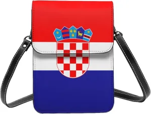 Croatia Flag Croatian Woman Crossbody Bags Leather Cell Phone Wallet Adjustable Shoulder Bags