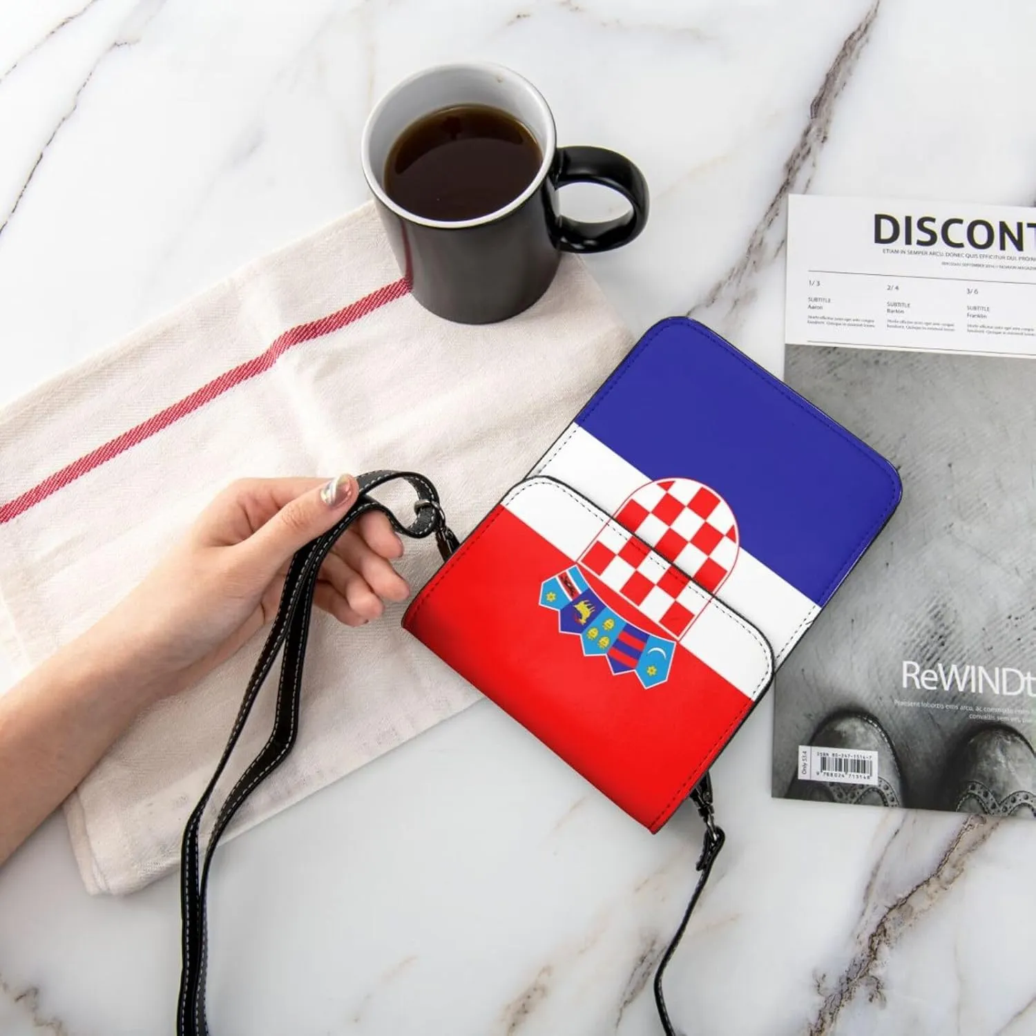 Croatia Flag Croatian Woman Crossbody Bags Leather Cell Phone Wallet Adjustable Shoulder Bags
