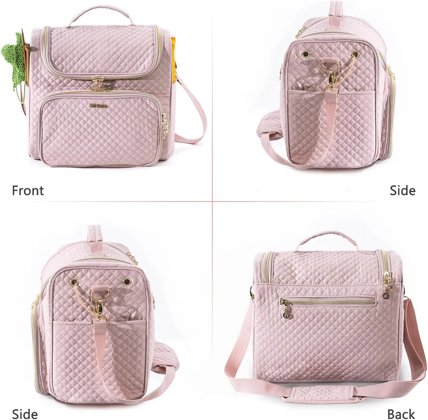 Crochet Bag Organizer - Quilted Storage Bag with Hanging Hook, Ideal for Knitting & Crochet Accessories