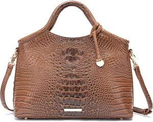 Crocodile-Embossed Pattern Handbag for Women Leather Purse Classy Tote Top-Handle Satchel Ladies Shoulder Bag