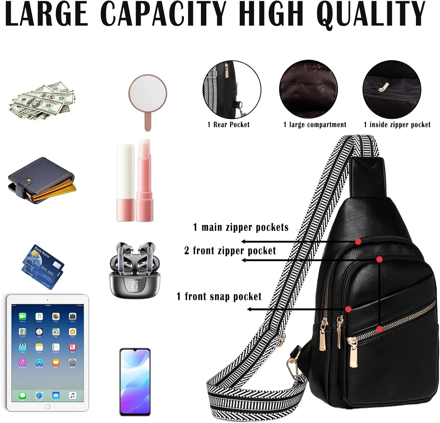 Cross Body Bags for Woman Men Sling Bag Chest Bag with Adjustable Strap Crossbody Handbags Women's Crossbody Bags