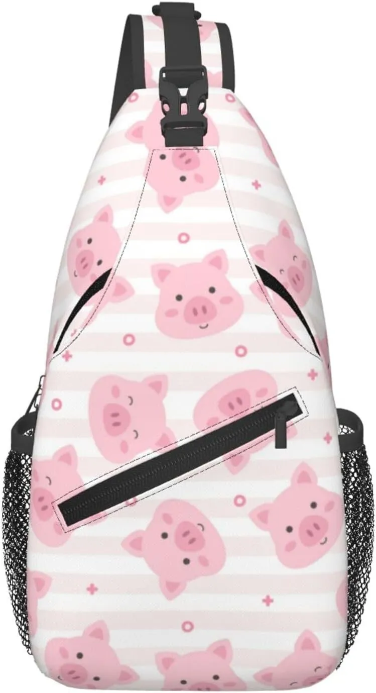 Cross Body Sling Bag For Women Men Cartoon Pig Crossbody Bag Anti Theft Chest Bag Shoulder Backpack Travel Hiking Daypack Large Sling Cross Body Bag