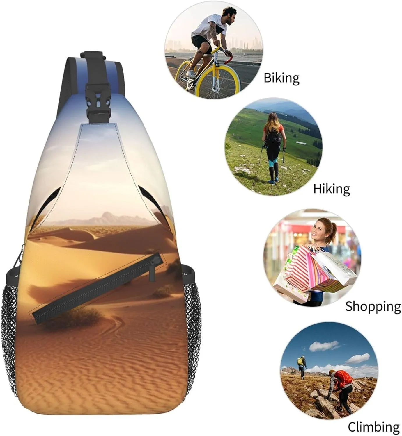 Cross Chest Bag Sling Backpack Cool Animal White Polar Bear Sling Bag Crossbody Shoulder Bag Travel Hiking Daypack