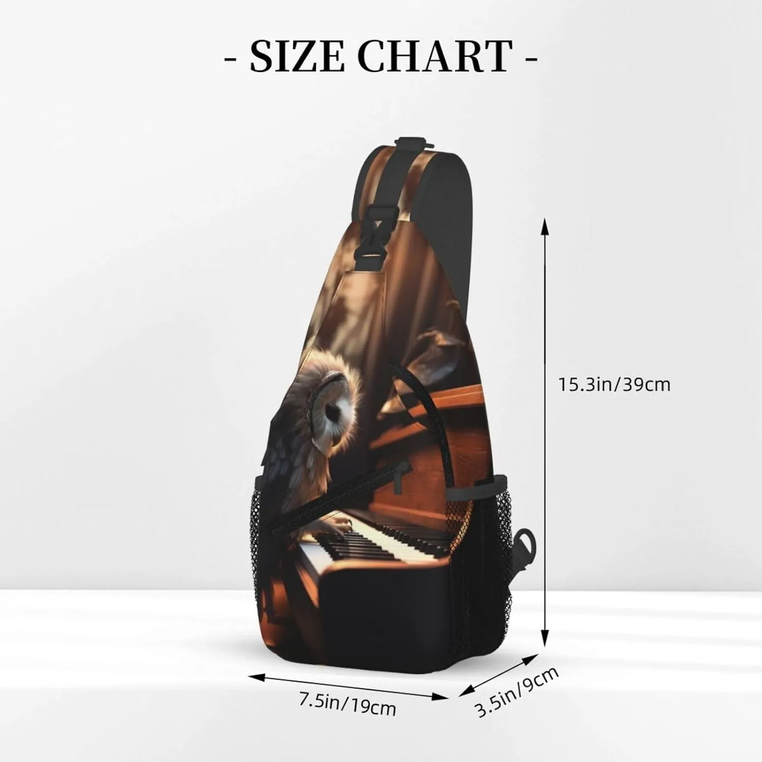 Cross Chest Bag Sling Backpack Owl Plays Piano Sling Bag Crossbody Shoulder Bag Travel Hiking Daypack