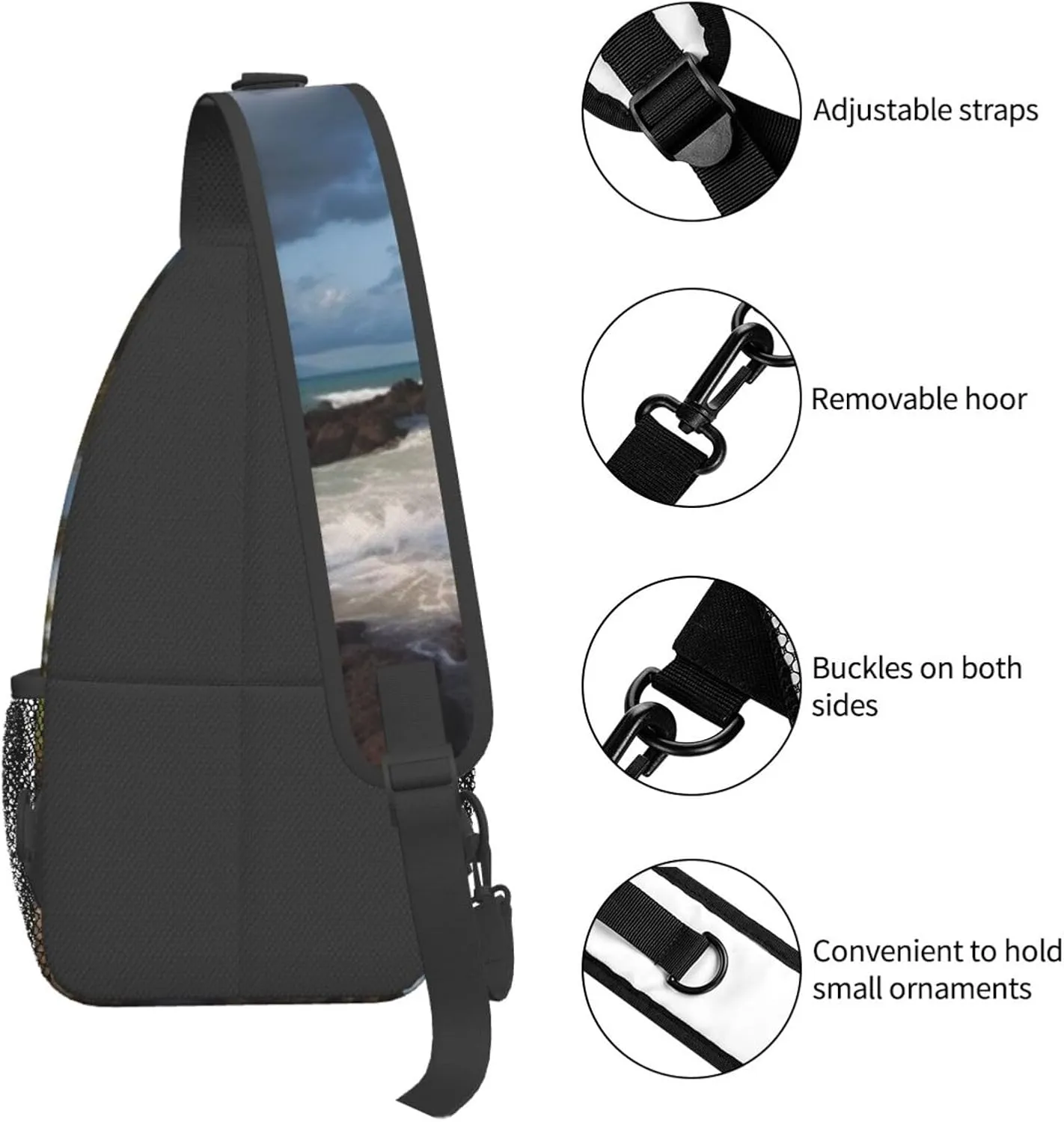 Cross Chest Bag Sling Backpack Palm Trees Clouds Tropical Coast Sling Bag Crossbody Shoulder Bag Travel Hiking Daypack