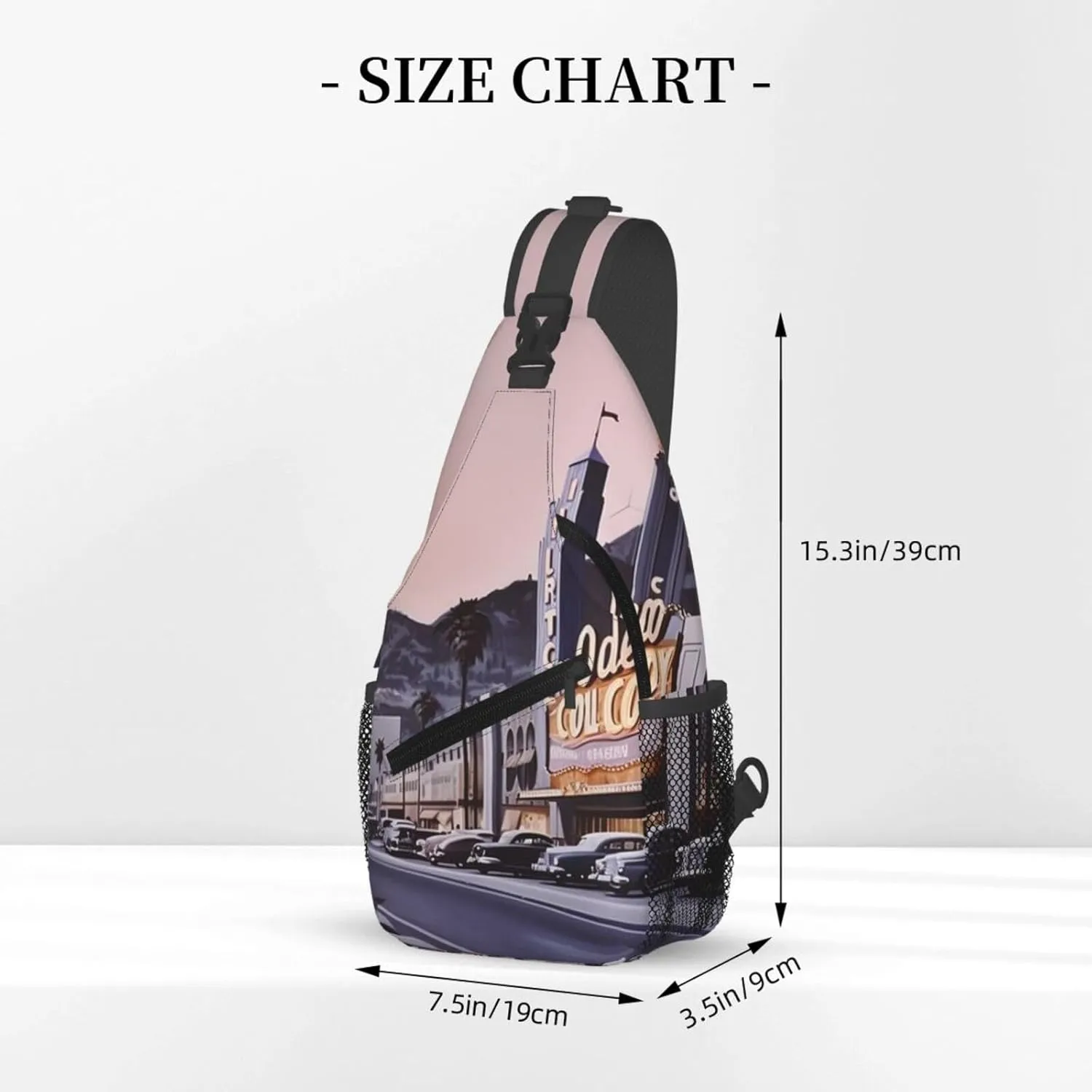 Cross Chest Bag Sling Backpack Turquoise Colored Flowers Sling Bag Crossbody Shoulder Bag Travel Hiking Daypack