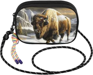 Crossbody Bag Bison Winter Mountain for Women Cell Phone Purses Women's Small Shoulder Handbags Wallet Purse with Strap