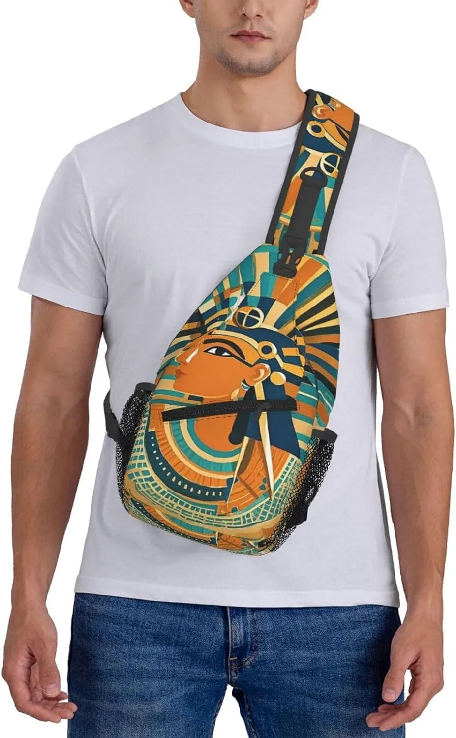 Crossbody Bag for Women Men Ancient Egyptian Hieroglyph Chest Bag Crossbody Sling Bag Adjustable Shoulder Bag
