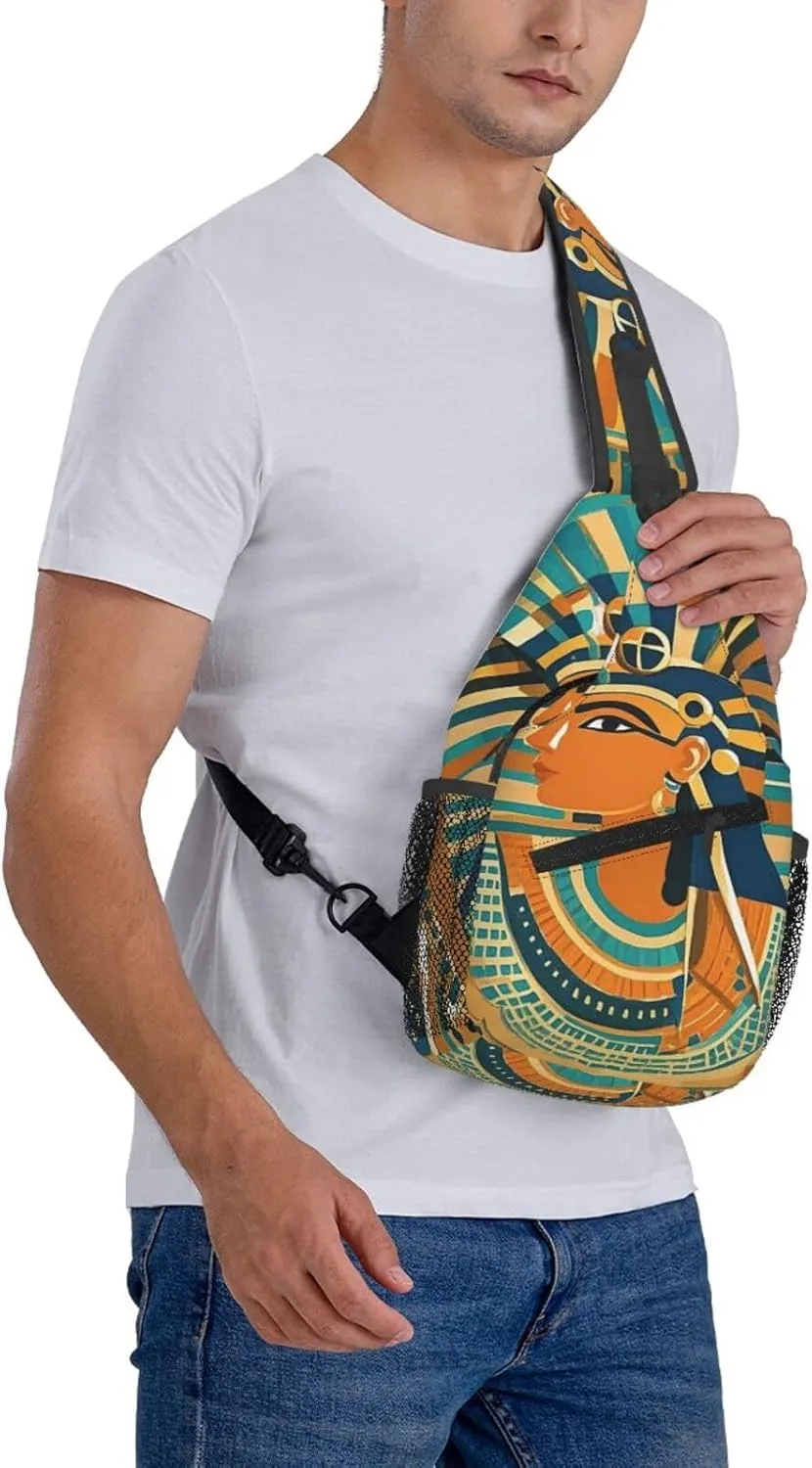 Crossbody Bag for Women Men Ancient Egyptian Hieroglyph Chest Bag Crossbody Sling Bag Adjustable Shoulder Bag