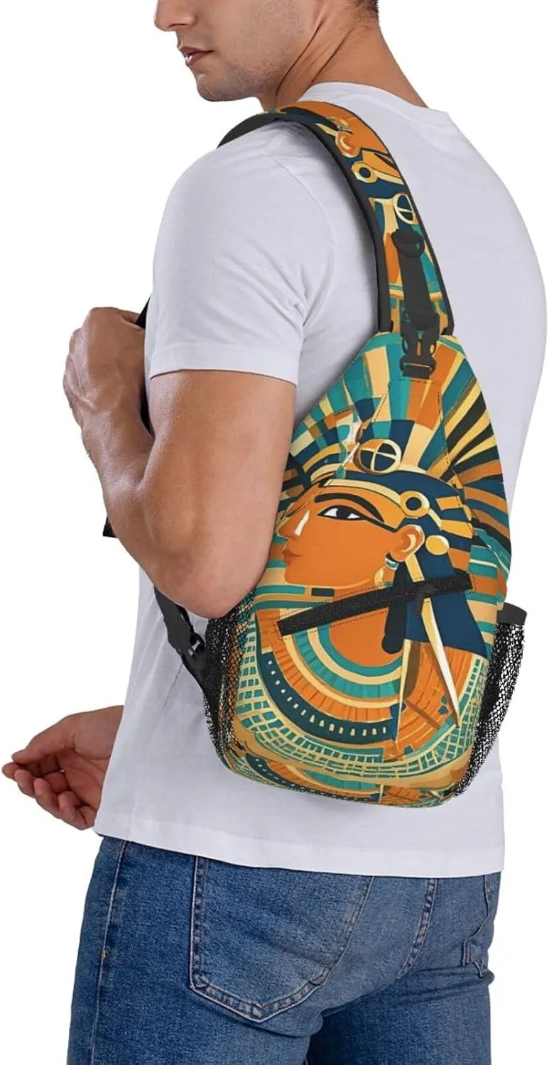 Crossbody Bag for Women Men Ancient Egyptian Hieroglyph Chest Bag Crossbody Sling Bag Adjustable Shoulder Bag