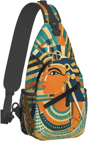 Crossbody Bag for Women Men Ancient Egyptian Hieroglyph Chest Bag Crossbody Sling Bag Adjustable Shoulder Bag