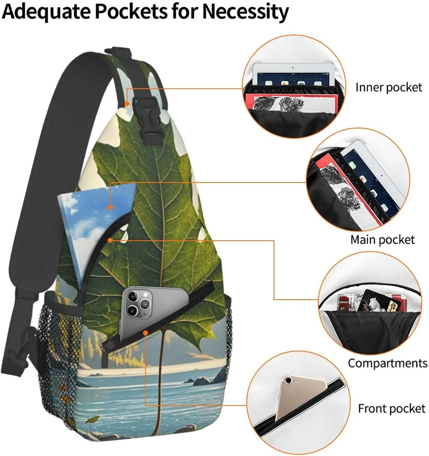 Crossbody Bag for Women Men Canada maple leaf Chest Bag Crossbody Sling Bag Adjustable Shoulder Bag