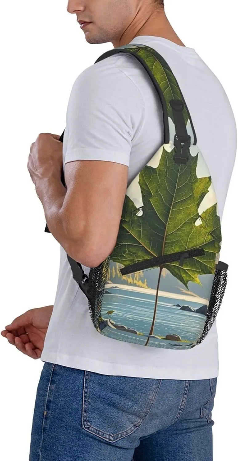 Crossbody Bag for Women Men Canada maple leaf Chest Bag Crossbody Sling Bag Adjustable Shoulder Bag