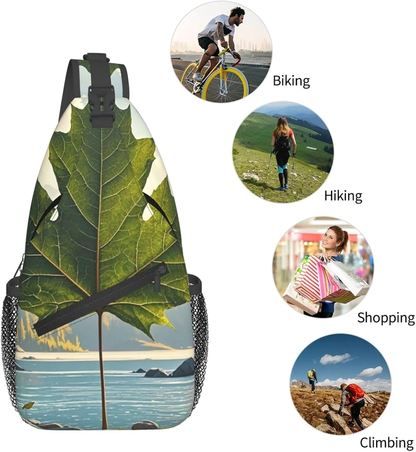 Crossbody Bag for Women Men Canada maple leaf Chest Bag Crossbody Sling Bag Adjustable Shoulder Bag