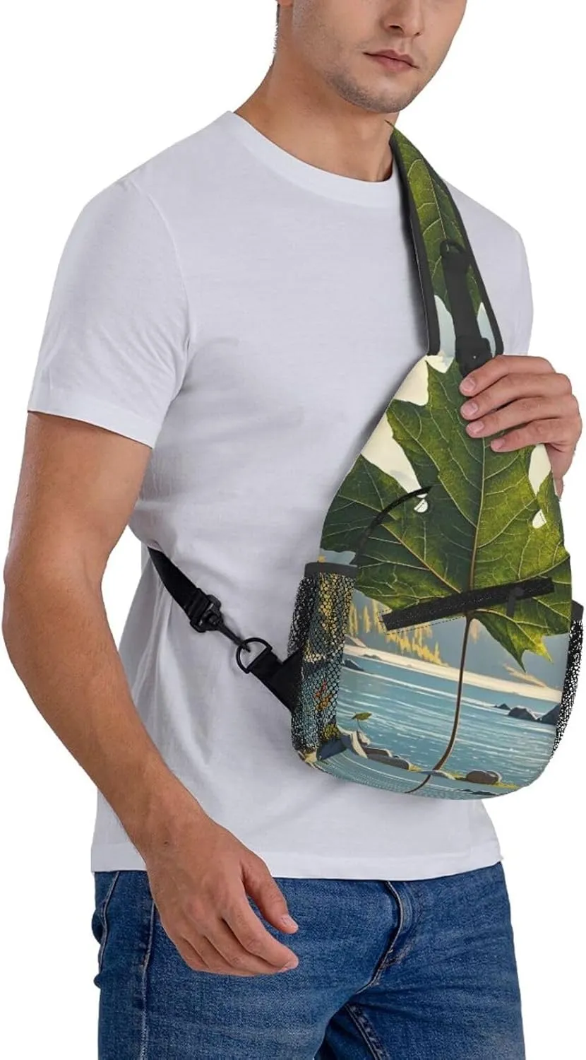 Crossbody Bag for Women Men Canada maple leaf Chest Bag Crossbody Sling Bag Adjustable Shoulder Bag