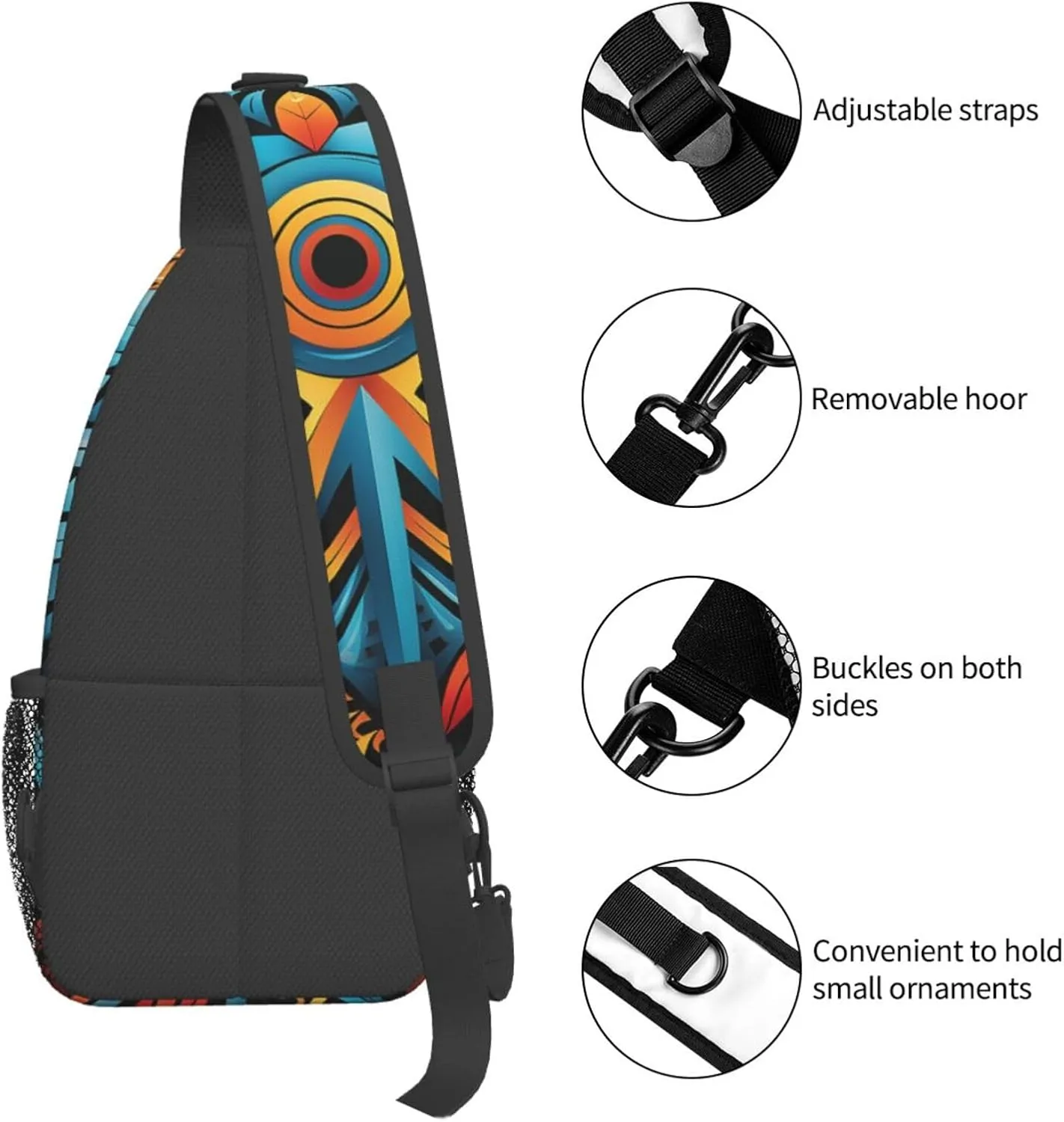 Crossbody Bag for Women Men Ethnic Patterns Chest Bag Crossbody Sling Bag Adjustable Shoulder Bag