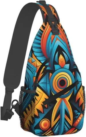 Crossbody Bag for Women Men Ethnic Patterns Chest Bag Crossbody Sling Bag Adjustable Shoulder Bag
