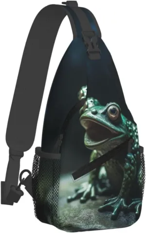 Crossbody Bag for Women Men Frog Sculpture Chest Bag Crossbody Sling Bag Adjustable Shoulder Bag