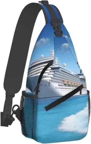 Crossbody Bag for Women Men Seaside Cruise Ship_75147530 Chest Bag Crossbody Sling Bag Adjustable Shoulder Bag