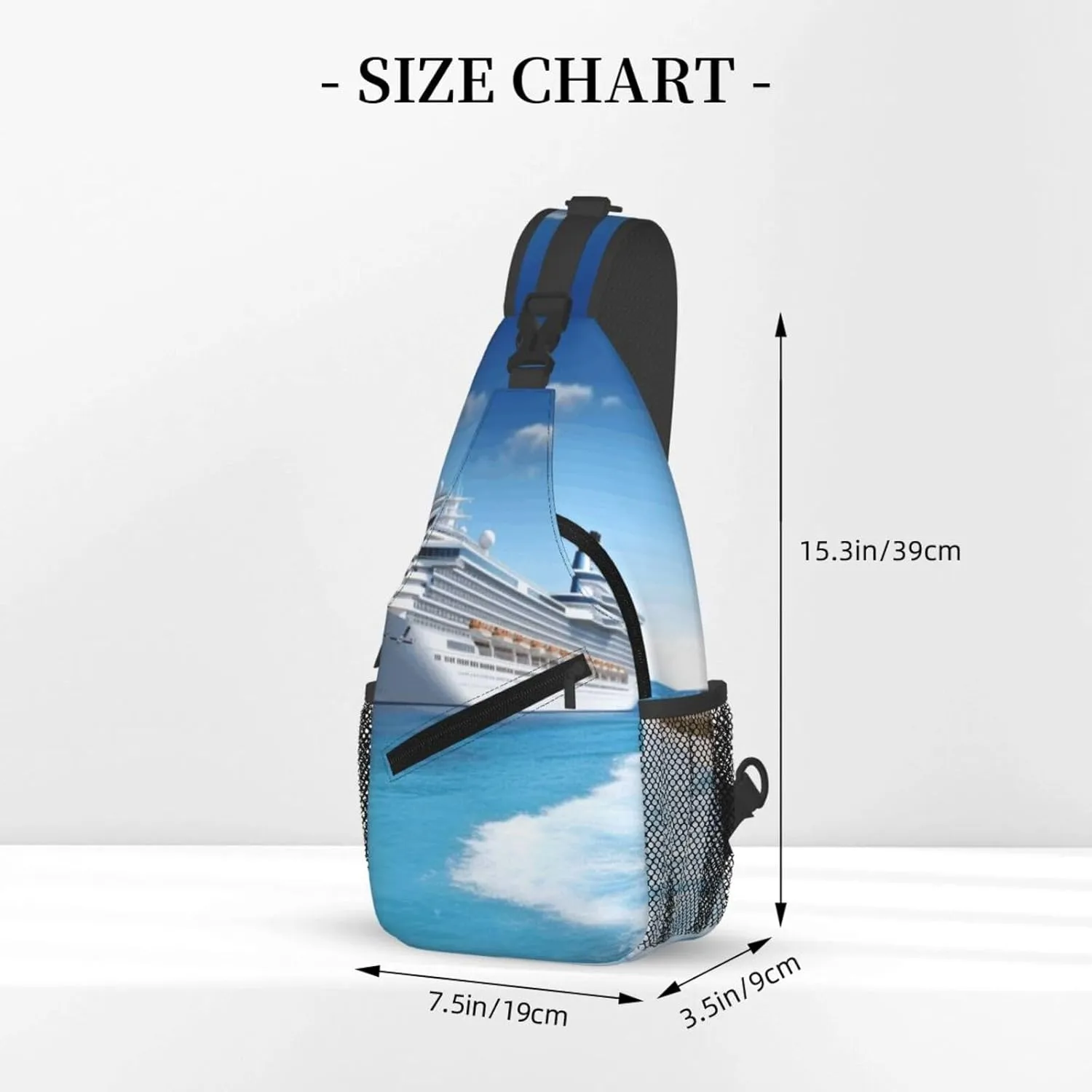 Crossbody Bag for Women Men Seaside Cruise Ship_75147530 Chest Bag Crossbody Sling Bag Adjustable Shoulder Bag