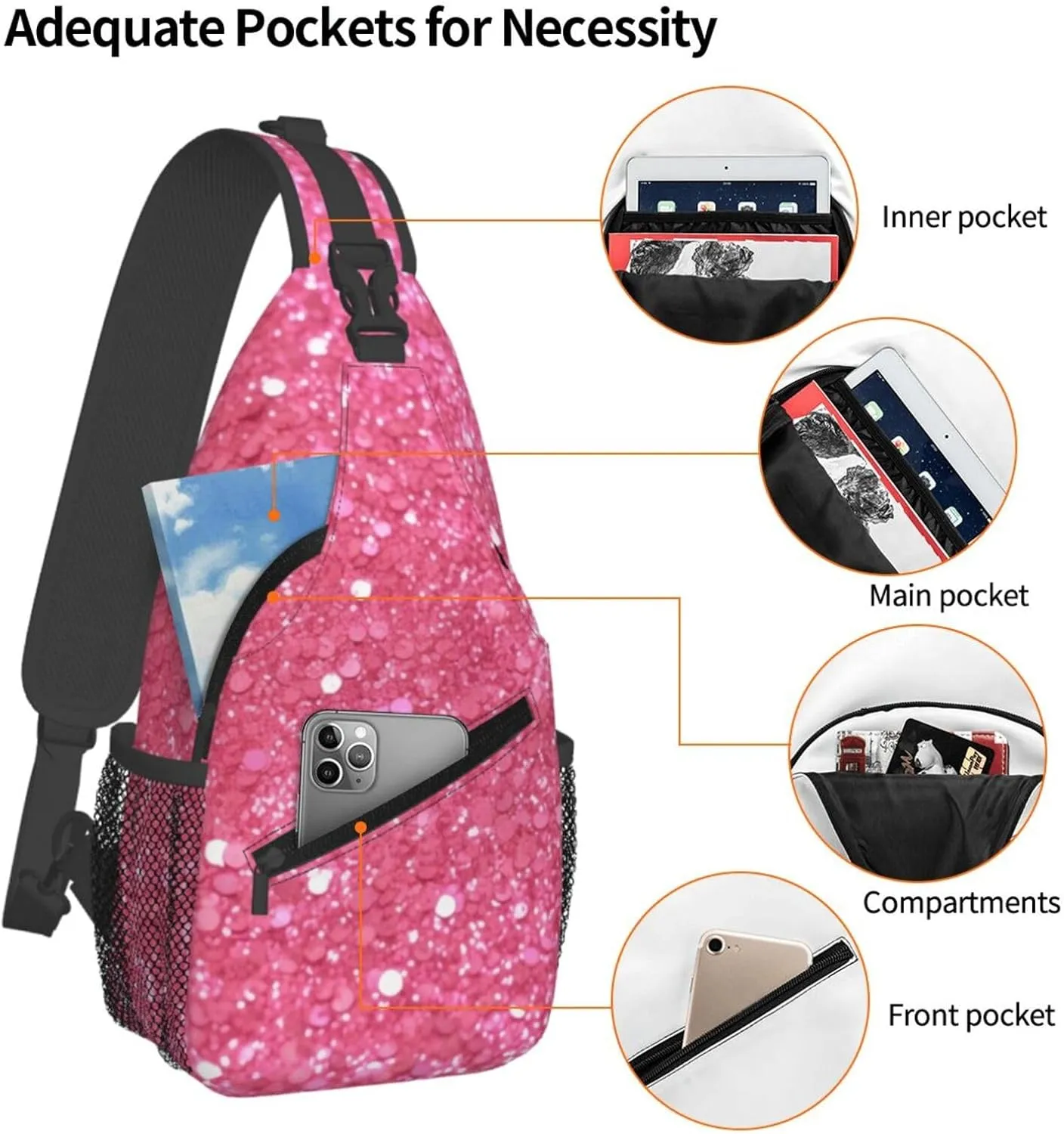 Crossbody Bag for Women Men Splendid fireworks_76917020 Chest Bag Crossbody Sling Bag Adjustable Shoulder Bag