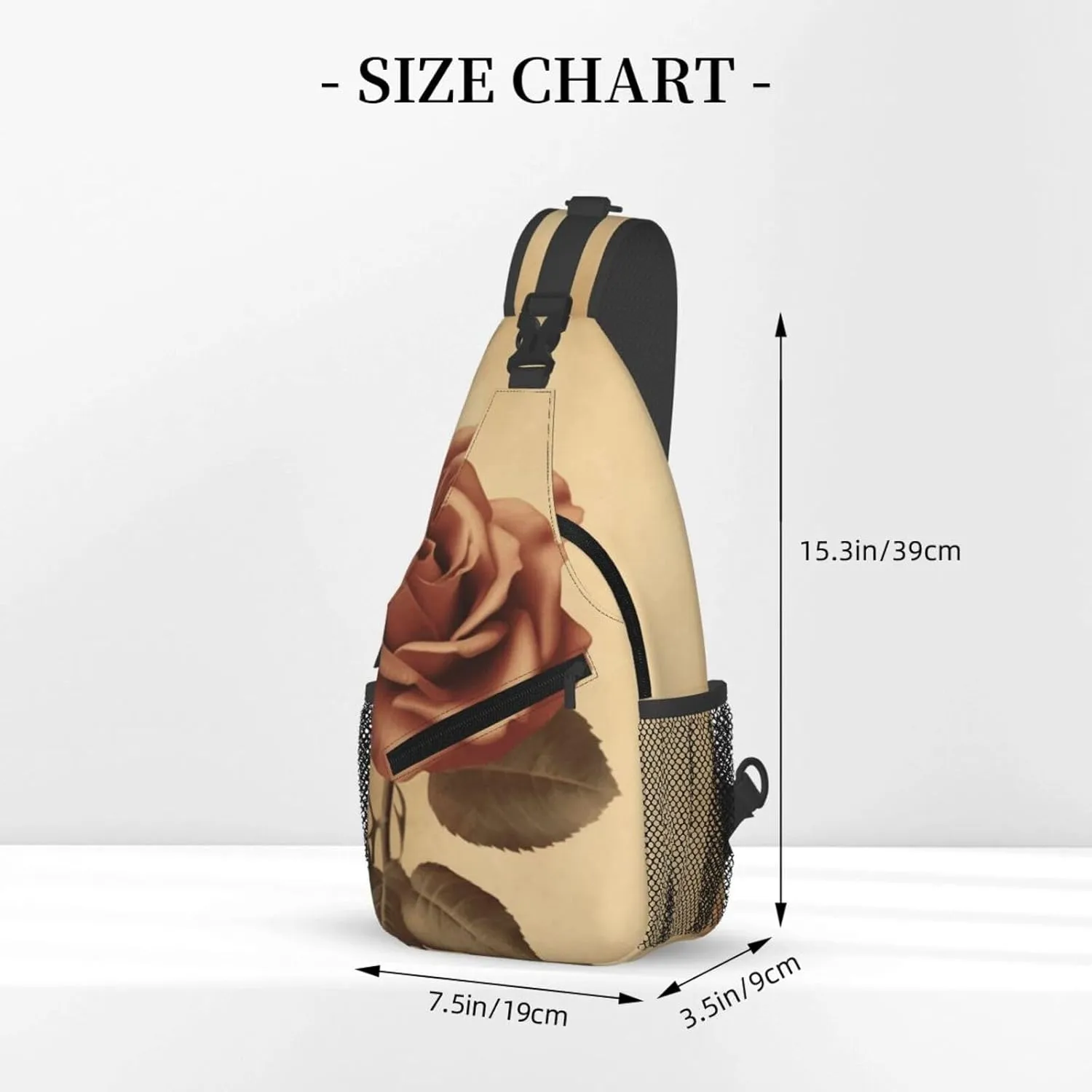Crossbody Bag for Women Men Vintage rose_77945078 Chest Bag Crossbody Sling Bag Adjustable Shoulder Bag