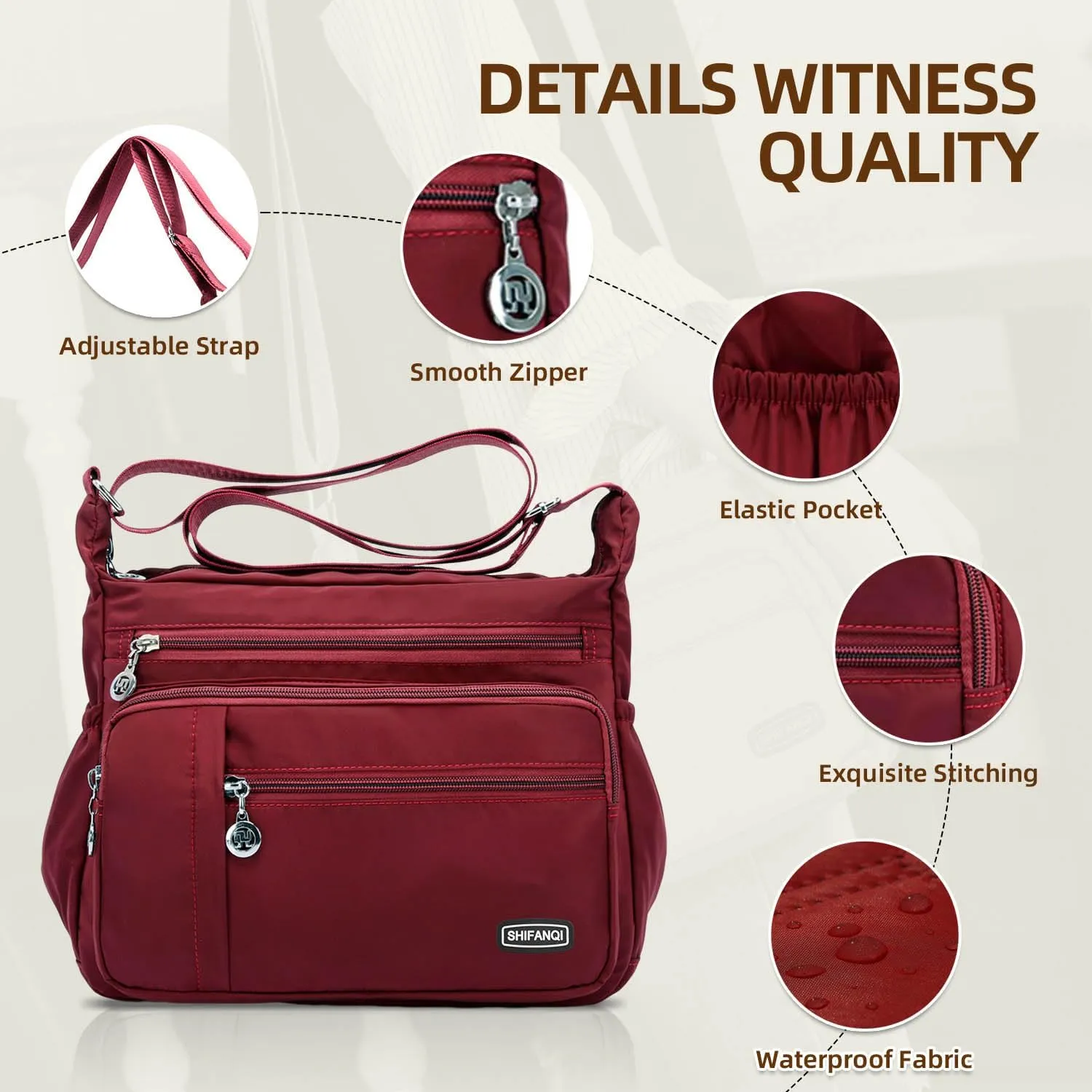 Crossbody Bag for Women,Multi Pockets Cross Body Purses for Women, Ladies Shoulder Bag, Travel Purses and Handbags