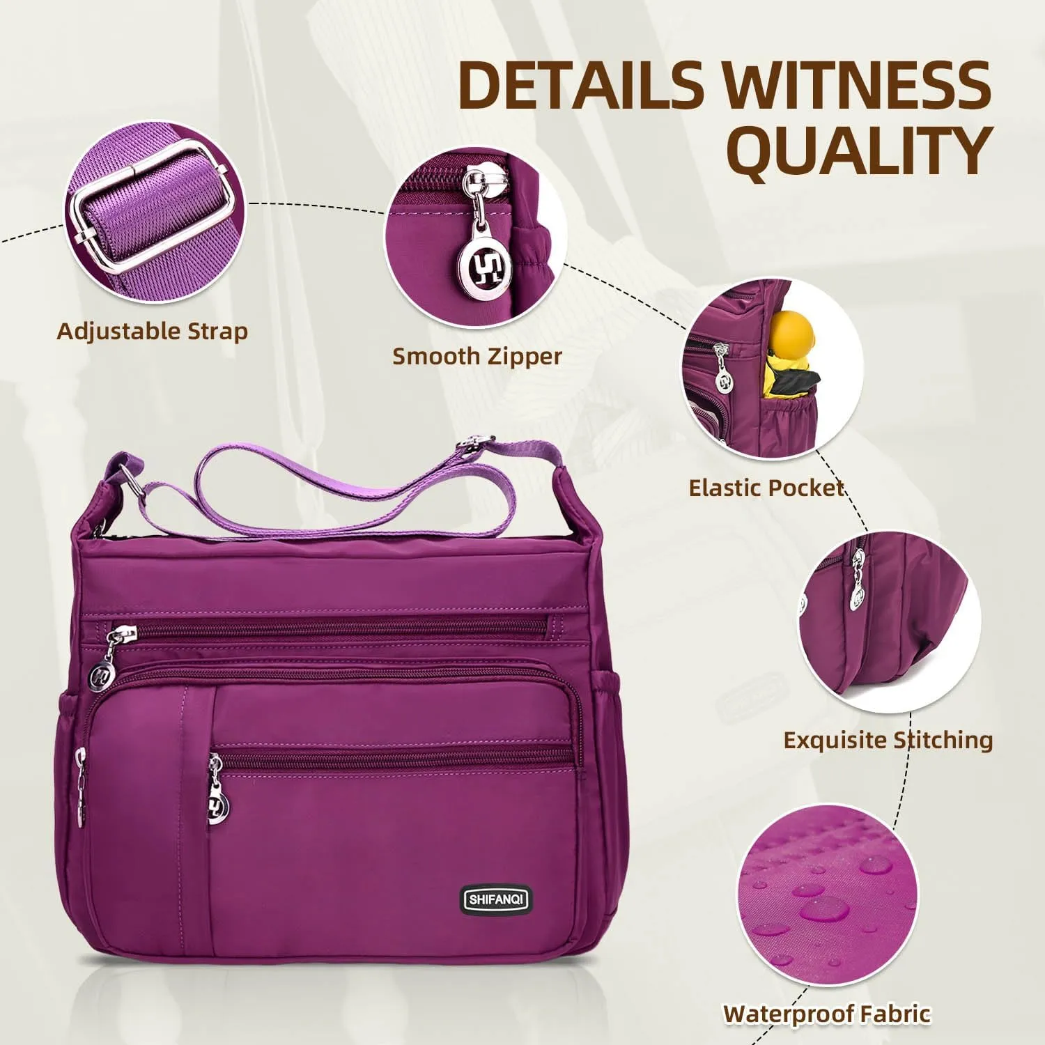 Crossbody Bag for Women,Multi Pockets Cross Body Purses for Women, Ladies Shoulder Bag, Travel Purses and Handbags