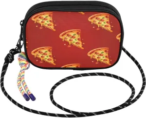 Crossbody Bags for Women Pizza Slice Red Cell Phone Purses Women's Shoulder Handbag Wallet Purse with Rope Pendant