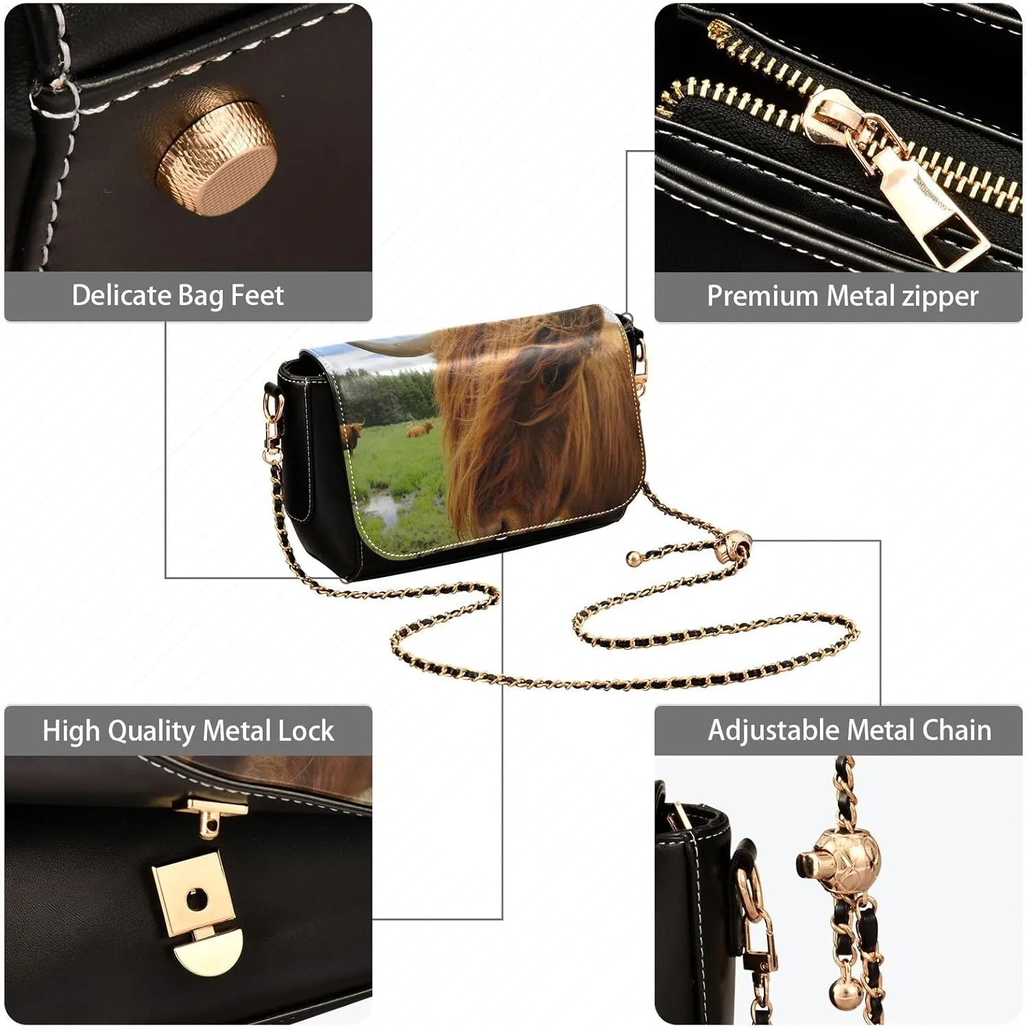 Crossbody Bags for Women Trendy Women's Black Shoulder Bag Small PU Leather Flap Cross Body Bag Handbags