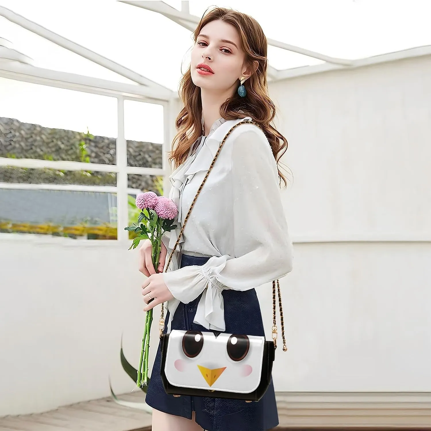Crossbody Bags for Women Trendy Women's Black Shoulder Bag Small PU Leather Flap Cross Body Bag Handbags