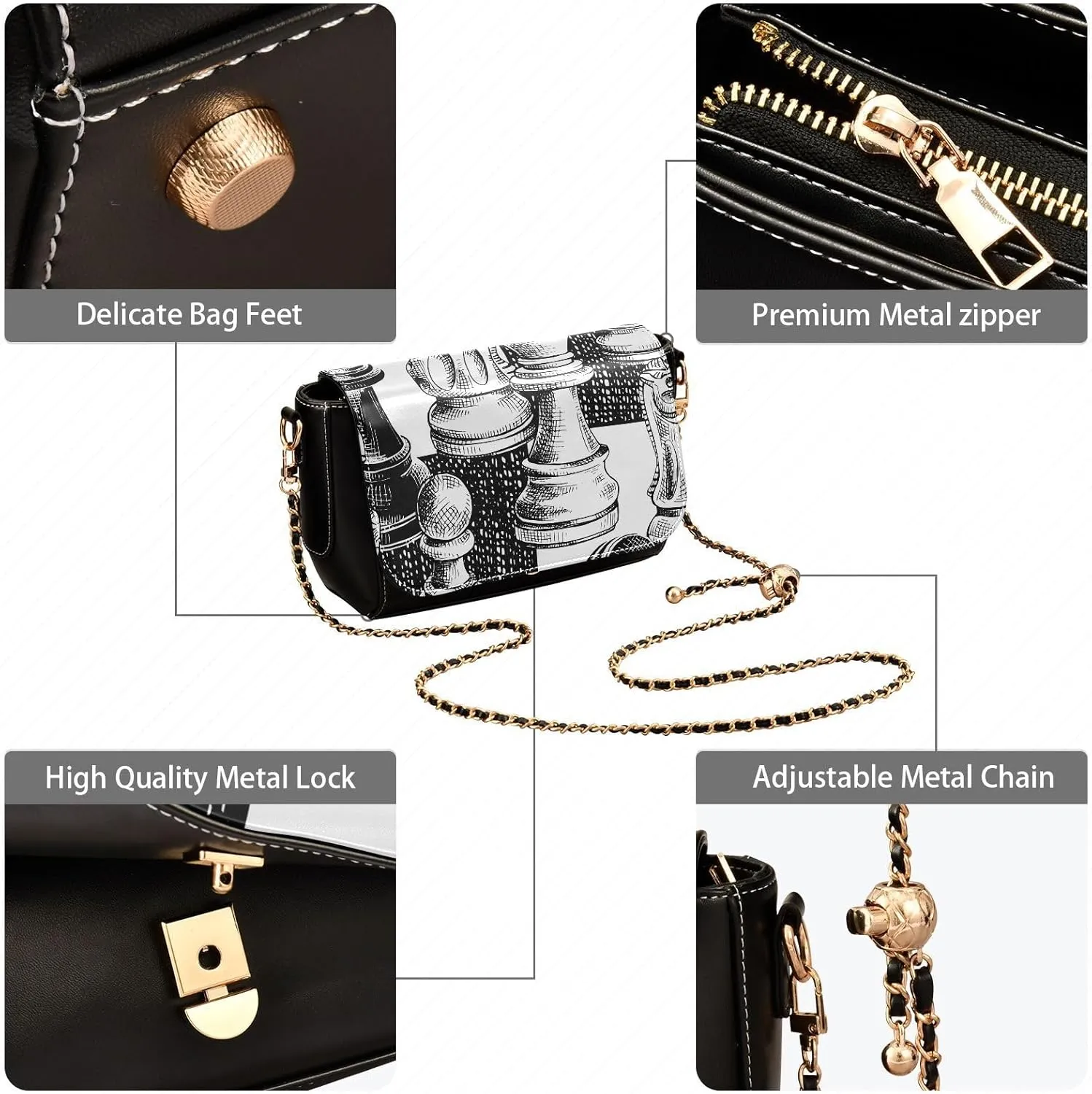 Crossbody Bags for Women Trendy Women's Black Shoulder Bag Small PU Leather Flap Cross Body Bag Handbags