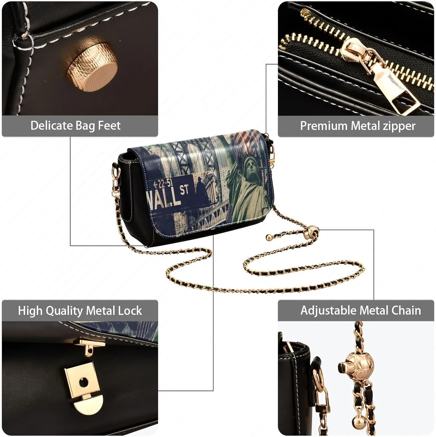 Crossbody Bags for Women Trendy Women's Black Shoulder Bag Small PU Leather Flap Cross Body Bag Handbags