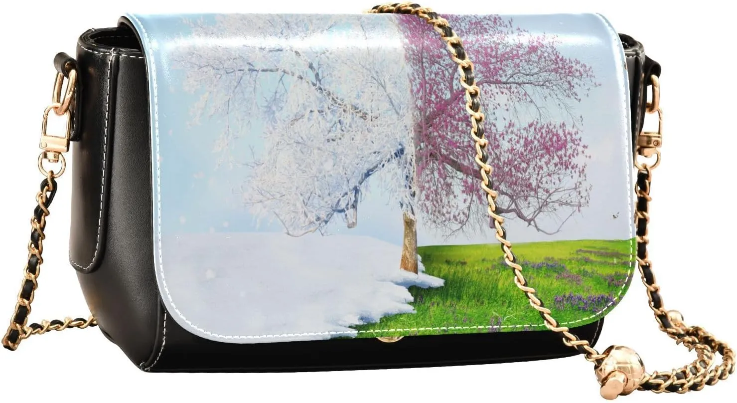 Crossbody Bags for Women Trendy Women's Black Shoulder Bag Small PU Leather Flap Cross Body Bag Handbags