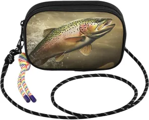 Crossbody Bags for Women Trout River Jump Cell Phone Purses Women's Shoulder Handbag Wallet Purse with Rope Pendant